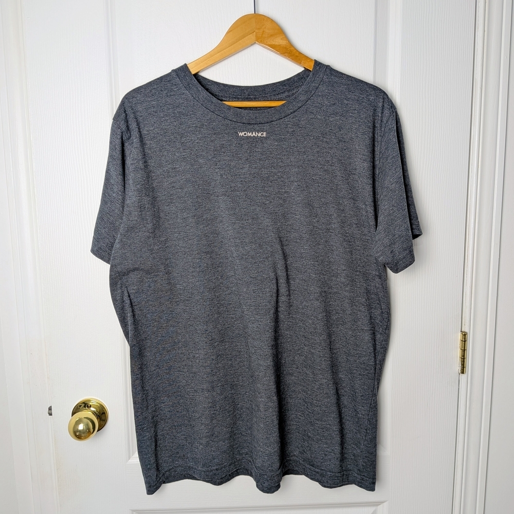 Womance Men's Gray Organic Cotton T-Shirt – Size XL – Soft & Minimalist #114
